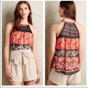Anthropologie Meadow Rue sleeveless navy and red blouse.  Size L.  Beautiful top